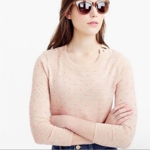 J. CREW Sweater Embroidered Polka Dots E2162 size XL 100% merino wool pullover - Picture 1 of 9
